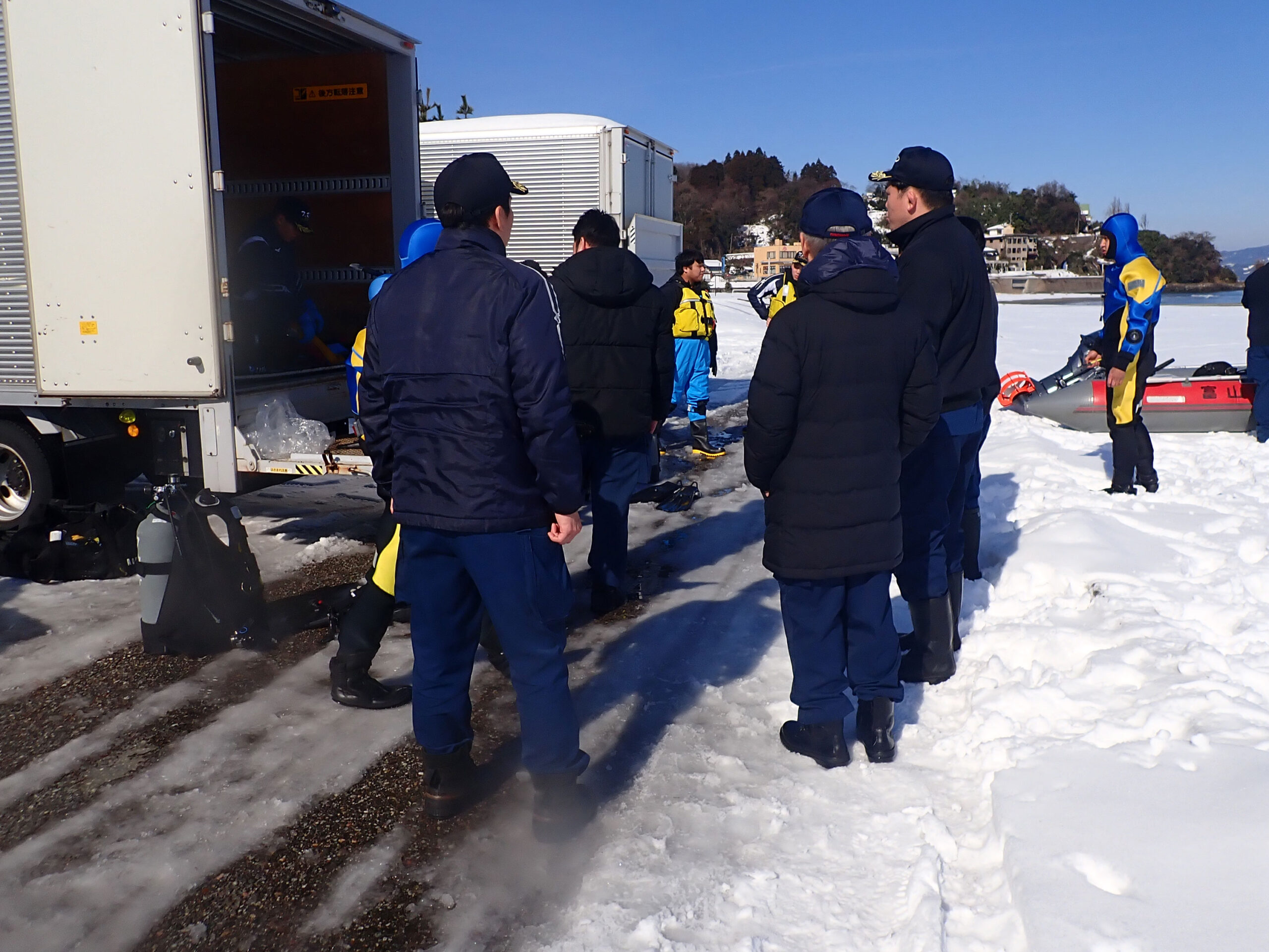 今日の仕事は、富山県警察機動隊さんの潜水練習会